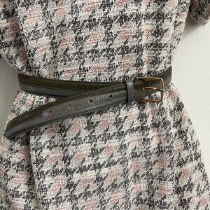 Vintage Belt Gray/dark gray women's belt Narrow leather belt size L/XL